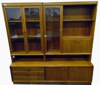 Modern teak finish wall unit, 190cm wide