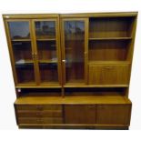 Modern teak finish wall unit, 190cm wide