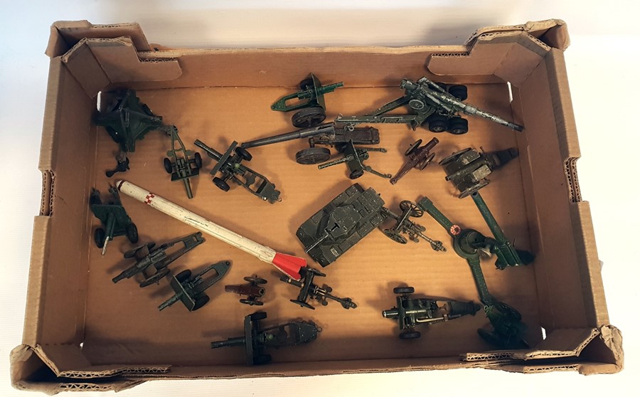 Collection of Britains Crescent and other military vehicles including a Crescent Toy 155mm 'Long To