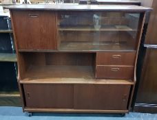 Contemporary teak unit comprising cupboard with sl