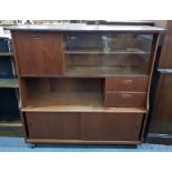 Contemporary teak unit comprising cupboard with sl