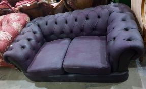 Modern deep buttoned purple upholstered two-seat C