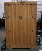 20th century oak wardrobe with moulded pediment ab