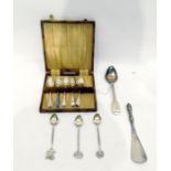 Five silver Old English pattern coffee spoons, She