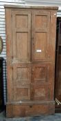 19th century pine kitchen cupboard enclosed by six