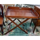 Victorian mahogany butler's tray with gallery surr