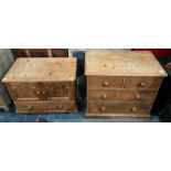 Victorian pine chest of drawers with moulded edge