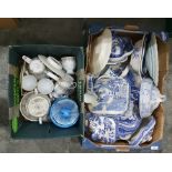 Quantity blue and white pottery tureens 'Willow' p