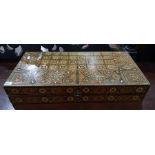 Finely inlaid Eastern backgammon box, the top open