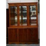 Modern yew veneered lounge wall display cabinet wi