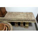 Two composite stone rectangular seated benches rai