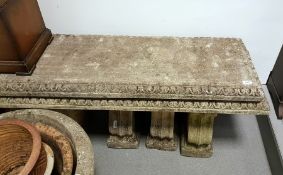 Two composite stone rectangular seated benches rai