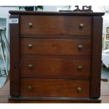 Old mahogany miniature wellington chest of four lo