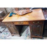 Late 19th century mahogany kneehole pedestal desk