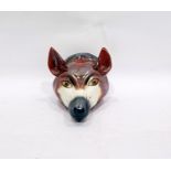 Lustre pottery fox head stirrup cup with silver lu