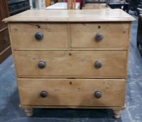 19th century pine chest with moulded edge, two sho