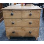 19th century pine chest with moulded edge, two sho