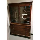 19th century mahogany bookcase, the pair of astrag