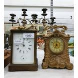French carriage clock with enamel dial, with strik