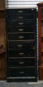 Edwardian ebonised wellington chest fitted nine dr