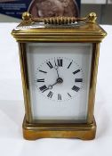 French carriage clock with enamel dial and Roman n