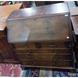 19th century mahogany bureau with usual fitted int