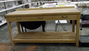 Modern worktop bench, the top with three drawers a