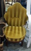 Edwardian upholstered bedroom chair with shaped ba