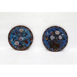 Pair of cloisonne plaques, floral and bird decorat