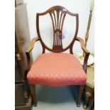 Pair of mahogany Hepplewhite-style carver chairs w