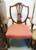 Pair of mahogany Hepplewhite-style carver chairs w