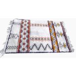 Moroccan wool rug, deep pile, cream ground with ye