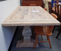 20th century limed plank-top dining table with lim