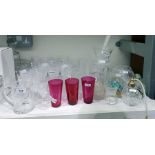 Quantity cut glass stemmed wines, tumblers, bowls