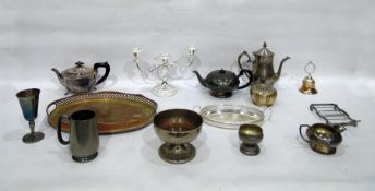 Quantity of silver plate to include trays, teapot,