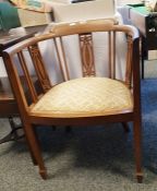 Edwardian mahogany tub chair with pierced open spl