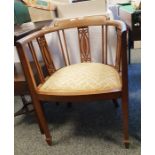 Edwardian mahogany tub chair with pierced open spl