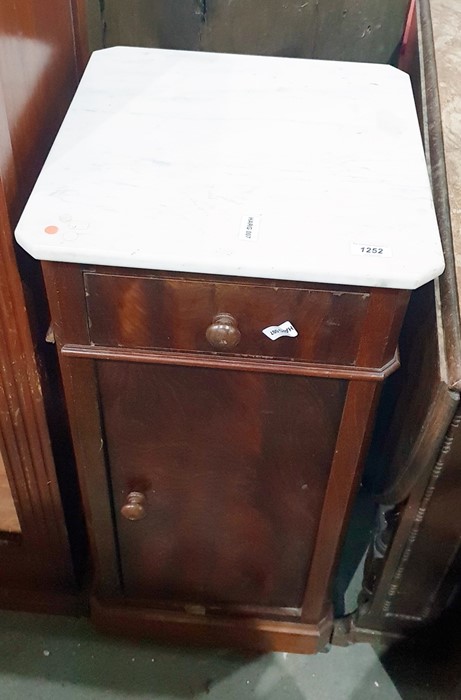 Late 19th century marble topped bedside cupboard f