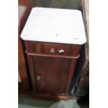 Late 19th century marble topped bedside cupboard f