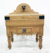 Oak butcher's block top table with frieze drawer,