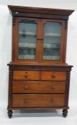 Victorian mahogany bookcase on chest having flat c