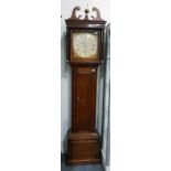 Georgian oak longcase clock with swan-neck pedimen