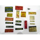 Quantity of miniature / model railway tin plate signs to include; 'Bassett-Lowke Ltd Book to Holborn