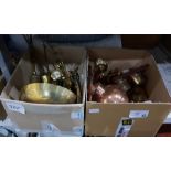 Quantity of assorted brass and copperware includin