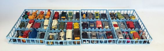 Two boxes of assorted Matchbox toys including a Matchbox No.16 case tractor, a Matchbox No.63 dodge