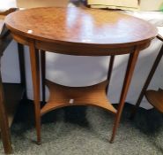 Edwardian parquetry oval top occasional table with