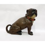 19th century earthenware Pug container, in the for