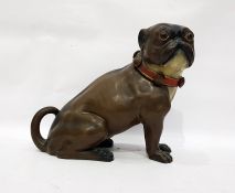 19th century earthenware Pug container, in the for