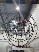 Metal concentric spherical six-light chandelier wi