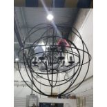 Metal concentric spherical six-light chandelier wi